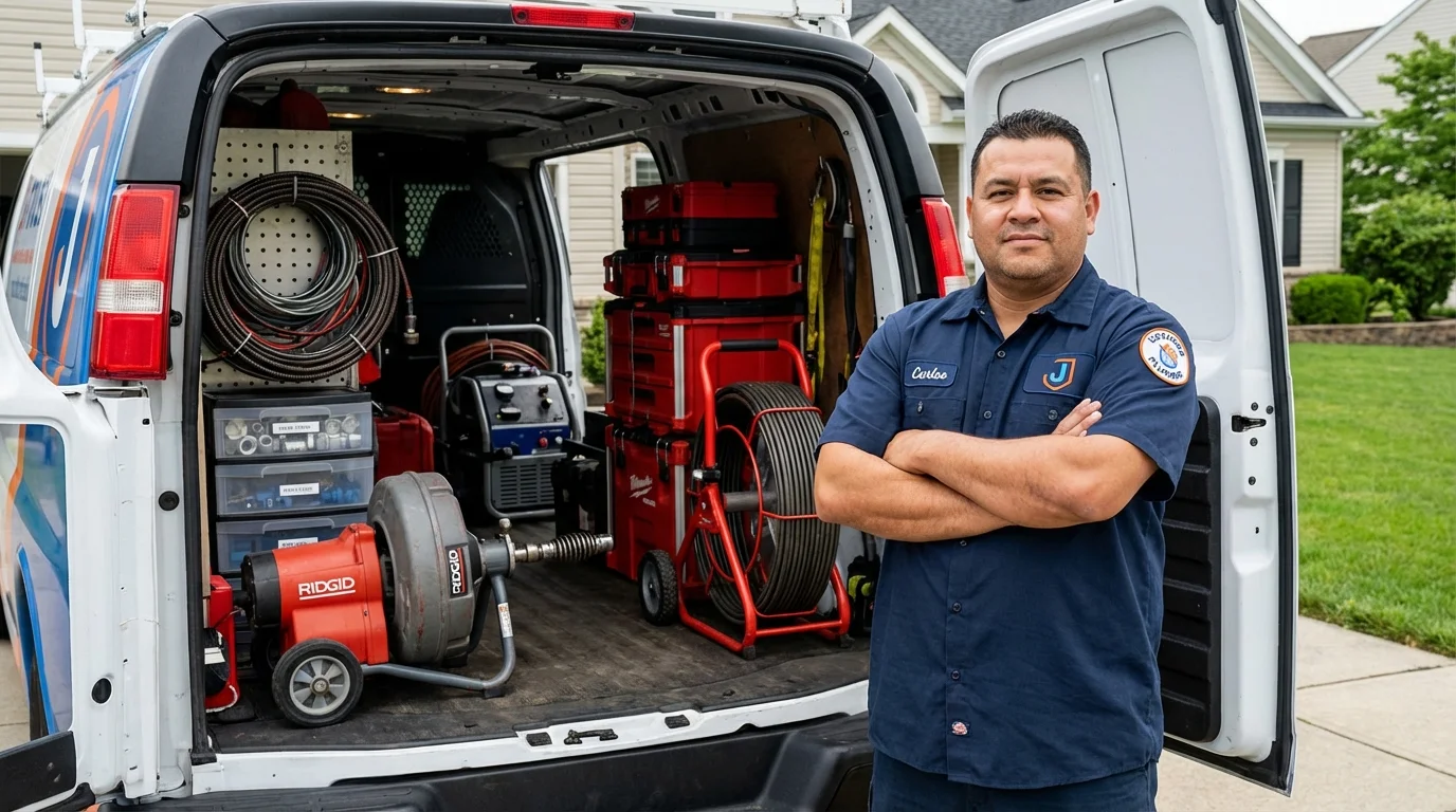 Professional drain cleaning equipment and Johns Plumbing LLC plumber in Krum
