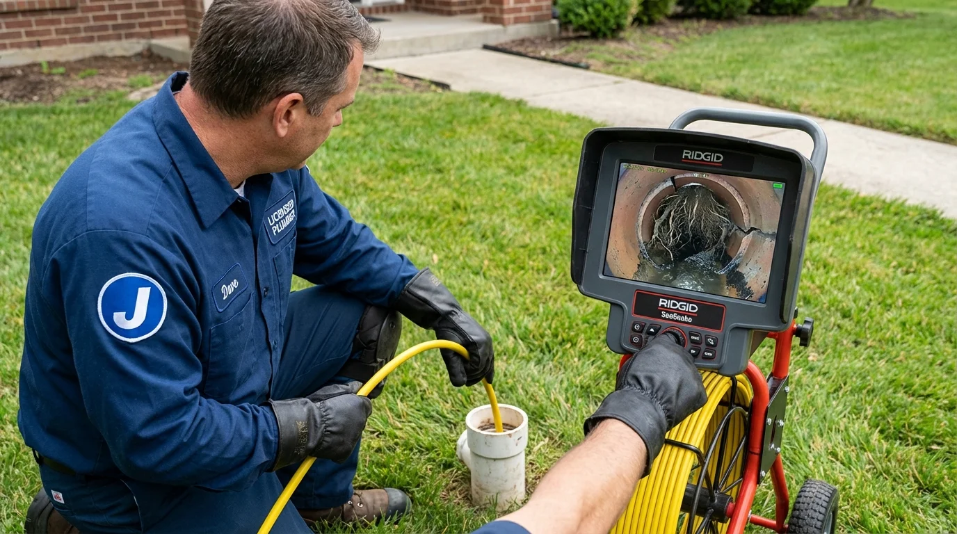 Sewer camera inspection being performed by Johns Plumbing LLC in Krum